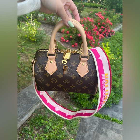 Authentic Louis Vuitton speedy 20 bandouliere STRAP ONLY Pink fuscia - Picture 2 of 13